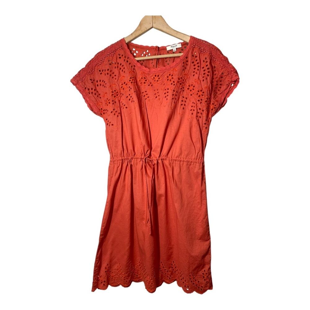 Madewell Eyelet Orange Mini Dress Wildfield Rust cinnamon Sz 2 Cotton A1035